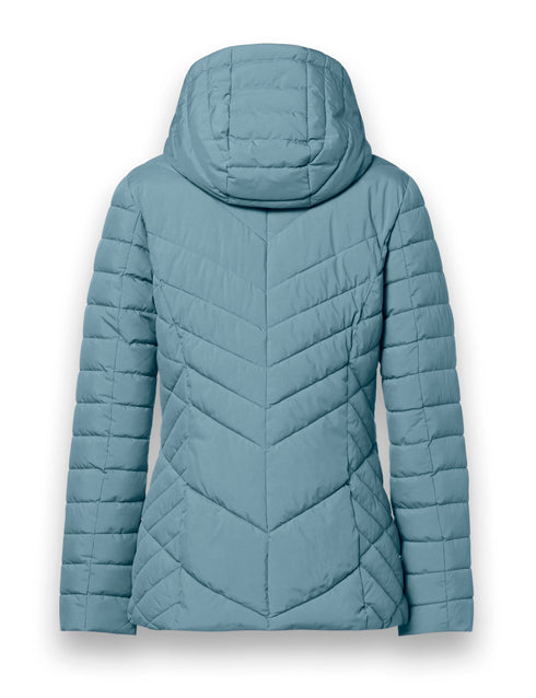 District Kaprun Faux Down Jacket with Detachable Hood – Black Contrast Zippers